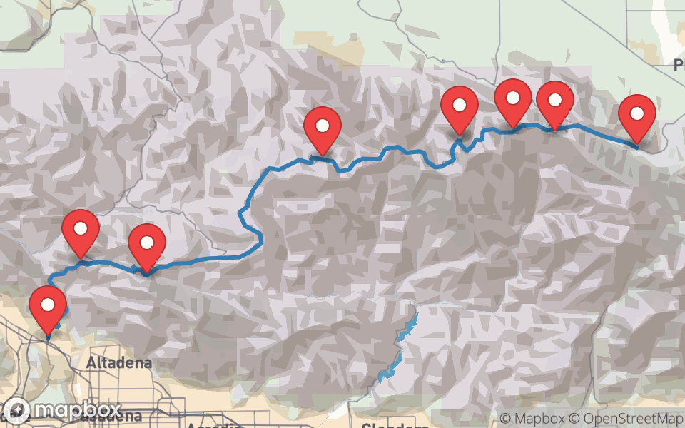 Map preview of Angeles Crest Highway, CA-2
