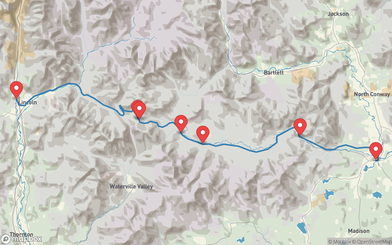 Map preview of Kancamagus Highway, NH-112