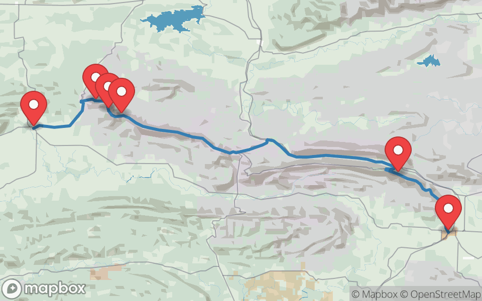 Map preview of Talimena Scenic Drive, OK-1 / AR-88